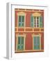 Exterior of a Formal Fa�e with Blue Shutters and Orange Walls, Ajaccio, Corsica, France-Thouvenin Guy-Framed Photographic Print