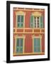 Exterior of a Formal Fa�e with Blue Shutters and Orange Walls, Ajaccio, Corsica, France-Thouvenin Guy-Framed Photographic Print