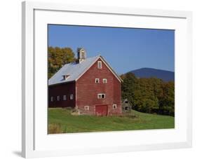 Exterior of a Large Barn, Typical of the Region, on a Farm in Vermont, New England, USA-Fraser Hall-Framed Photographic Print