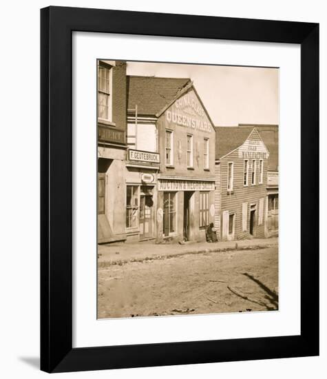 Exterior of a Shop with a Sign 'Auction & Negro Sales' in Whitehall Street, Atlanta, 1864-null-Framed Giclee Print