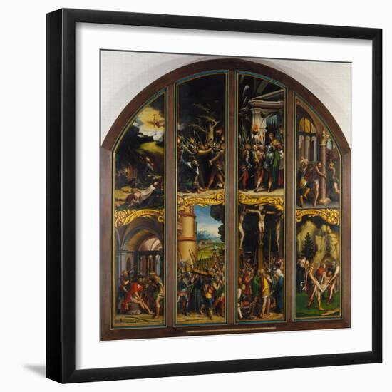 Exterior of a Winged Altar with Eight Scenes Form the Passion of Christ, C. 1524-Hans Holbein the Younger-Framed Giclee Print