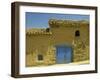 Exterior of an Adobe House with a Tile Roof and Blue Door, Salamanca, Castile Leon, Spain-Michael Busselle-Framed Photographic Print