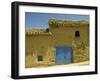 Exterior of an Adobe House with a Tile Roof and Blue Door, Salamanca, Castile Leon, Spain-Michael Busselle-Framed Photographic Print