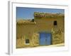 Exterior of an Adobe House with a Tile Roof and Blue Door, Salamanca, Castile Leon, Spain-Michael Busselle-Framed Photographic Print