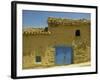 Exterior of an Adobe House with a Tile Roof and Blue Door, Salamanca, Castile Leon, Spain-Michael Busselle-Framed Photographic Print