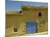 Exterior of an Adobe House with a Tile Roof and Blue Door, Salamanca, Castile Leon, Spain-Michael Busselle-Mounted Photographic Print