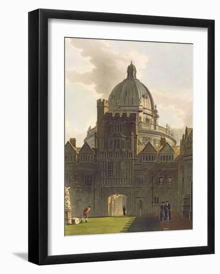 Exterior of Brasenose College and Radcliffe Library, Illustration from the 'History of Oxford'-Augustus Charles Pugin-Framed Giclee Print