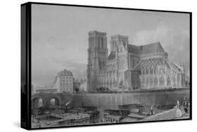 Exterior of Cathedral of Notre Dame, from France Illustrated, with Drawings by Thomas Allom-null-Stretched Canvas