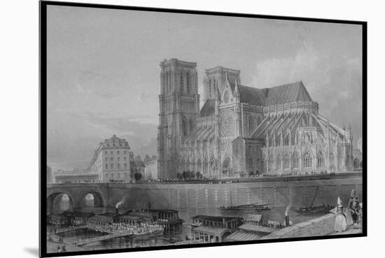Exterior of Cathedral of Notre Dame, from France Illustrated, with Drawings by Thomas Allom-null-Mounted Premium Photographic Print