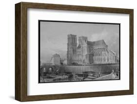Exterior of Cathedral of Notre Dame, from France Illustrated, with Drawings by Thomas Allom-null-Framed Photographic Print