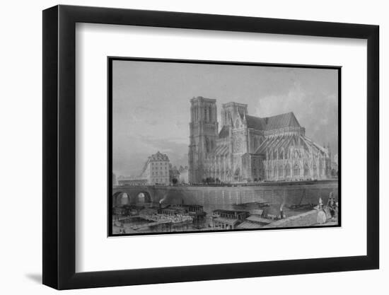 Exterior of Cathedral of Notre Dame, from France Illustrated, with Drawings by Thomas Allom-null-Framed Photographic Print