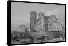 Exterior of Cathedral of Notre Dame, from France Illustrated, with Drawings by Thomas Allom-null-Framed Stretched Canvas