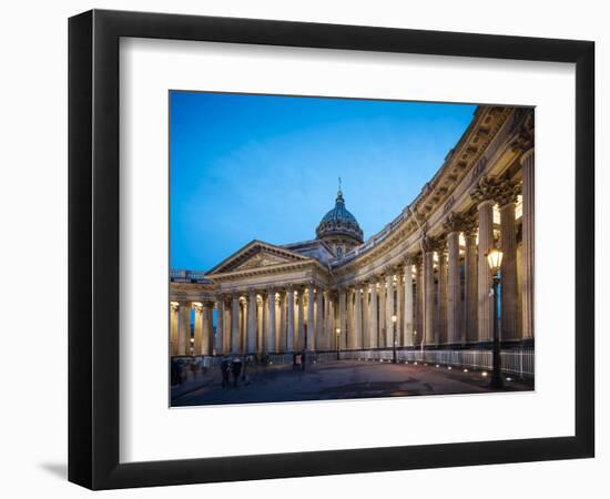 Exterior of Cathedral of Our Lady of Kazan at night, St. Petersburg, Leningrad Oblast, Russia-Ben Pipe-Framed Photographic Print