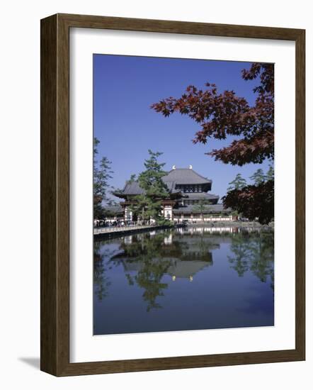 Exterior of Daibutsen-Den Hall of the Great Buddha, Dating from 1709, Reflected in Water, Nara-Christopher Rennie-Framed Photographic Print