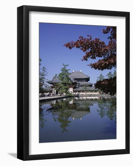 Exterior of Daibutsen-Den Hall of the Great Buddha, Dating from 1709, Reflected in Water, Nara-Christopher Rennie-Framed Photographic Print