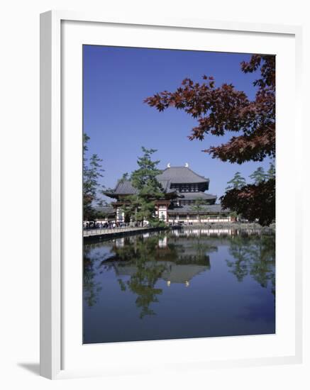 Exterior of Daibutsen-Den Hall of the Great Buddha, Dating from 1709, Reflected in Water, Nara-Christopher Rennie-Framed Photographic Print