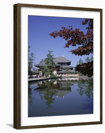 Exterior of Daibutsen-Den Hall of the Great Buddha, Dating from 1709, Reflected in Water, Nara-Christopher Rennie-Framed Photographic Print