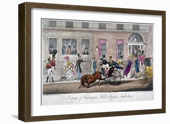 Exterior of Fishmongers Hall, a Regular Break Down, 1824-Isaac Robert Cruikshank-Framed Giclee Print