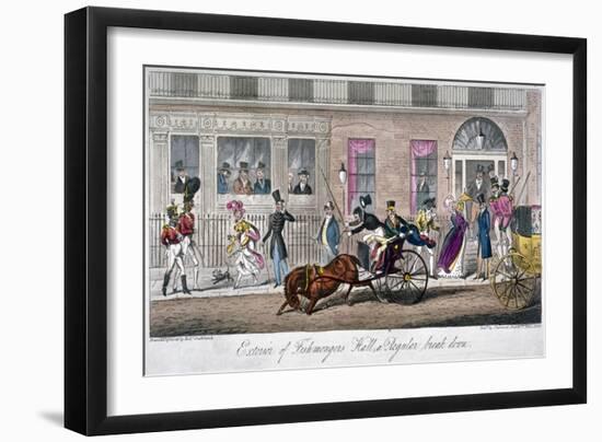 Exterior of Fishmongers Hall, a Regular Break Down, 1824-Isaac Robert Cruikshank-Framed Giclee Print