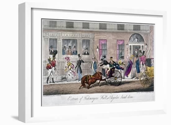 Exterior of Fishmongers Hall, a Regular Break Down, 1824-Isaac Robert Cruikshank-Framed Giclee Print