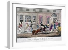 Exterior of Fishmongers Hall, a Regular Break Down, 1824-Isaac Robert Cruikshank-Framed Giclee Print