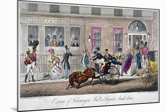 Exterior of Fishmongers Hall, a Regular Break Down, 1824-Isaac Robert Cruikshank-Mounted Giclee Print