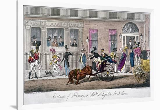 Exterior of Fishmongers Hall, a Regular Break Down, 1824-Isaac Robert Cruikshank-Framed Giclee Print