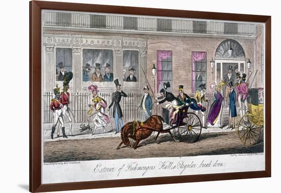 Exterior of Fishmongers Hall, a Regular Break Down, 1824-Isaac Robert Cruikshank-Framed Giclee Print