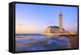 Exterior of Hassan Ll Mosque and Coastline at Dusk, Casablanca, Morocco, North Africa, Africa-Neil Farrin-Framed Stretched Canvas
