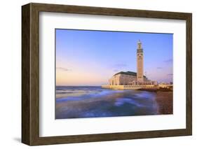 Exterior of Hassan Ll Mosque and Coastline at Dusk, Casablanca, Morocco, North Africa, Africa-Neil Farrin-Framed Photographic Print
