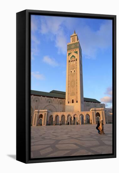 Exterior of Hassan Ll Mosque, Casablanca, Morocco, North Africa-Neil Farrin-Framed Stretched Canvas