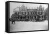 Exterior of Large Bank with Carriages in Front-null-Framed Stretched Canvas