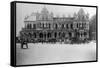 Exterior of Large Bank with Carriages in Front-null-Framed Stretched Canvas