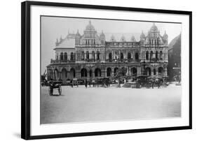 Exterior of Large Bank with Carriages in Front-null-Framed Photographic Print