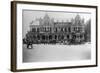 Exterior of Large Bank with Carriages in Front-null-Framed Photographic Print