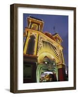 Exterior of Luna Park Entrance Illuminated at Twilight, St. Kilda, Melbourne, Victoria, Australia-Richard Nebesky-Framed Photographic Print