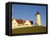 Exterior of Nobska Point Lighthouse, Woods Hole, Cape Cod, Massachusetts, USA-Fraser Hall-Framed Stretched Canvas