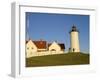 Exterior of Nobska Point Lighthouse, Woods Hole, Cape Cod, Massachusetts, USA-Fraser Hall-Framed Photographic Print