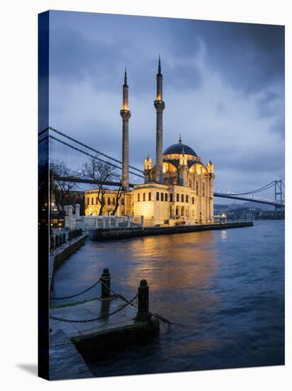 Exterior of Ortakoy Mosque and Bosphorus Bridge at Night, Ortakoy, Istanbul, Turkey-Ben Pipe-Stretched Canvas