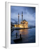 Exterior of Ortakoy Mosque and Bosphorus Bridge at Night, Ortakoy, Istanbul, Turkey-Ben Pipe-Framed Photographic Print