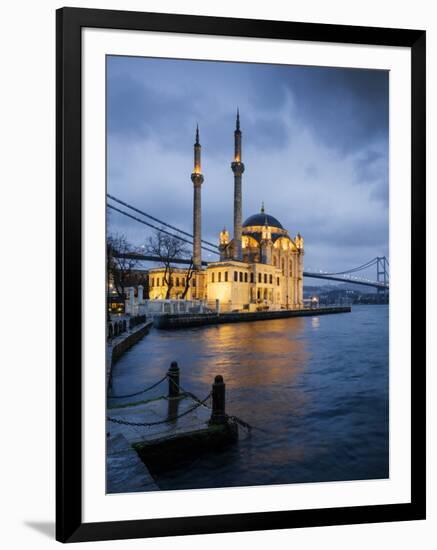 Exterior of Ortakoy Mosque and Bosphorus Bridge at Night, Ortakoy, Istanbul, Turkey-Ben Pipe-Framed Photographic Print