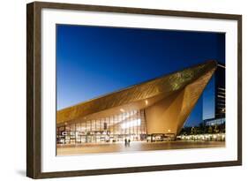 Exterior of Rotterdam Central Station at night, Rotterdam, Netherlands, Europe-Ben Pipe-Framed Photographic Print