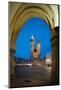 Exterior of Saint Mary's Basilica in Market Square at night, Krakow, Poland-Ben Pipe-Mounted Photographic Print