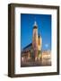 Exterior of Saint Mary's Basilica in Market Square at night, Krakow, Poland-Ben Pipe-Framed Photographic Print