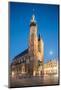 Exterior of Saint Mary's Basilica in Market Square at night, Krakow, Poland-Ben Pipe-Mounted Photographic Print