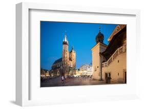 Exterior of Saint Mary's Basilica in Market Square at night, Krakow, Poland-Ben Pipe-Framed Photographic Print