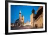 Exterior of Saint Mary's Basilica in Market Square at night, Krakow, Poland-Ben Pipe-Framed Photographic Print