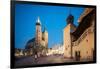 Exterior of Saint Mary's Basilica in Market Square at night, Krakow, Poland-Ben Pipe-Framed Photographic Print