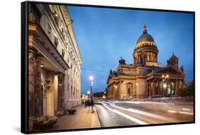 Exterior of St. Isaac's Cathedral at night, St. Petersburg, Leningrad Oblast, Russia-Ben Pipe-Framed Stretched Canvas