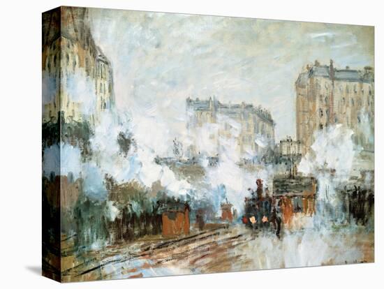 Exterior of the Gare Saint-Lazare, Arrival of a Train, 1877-Claude Monet-Stretched Canvas